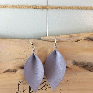 Leather earrings purple handmade